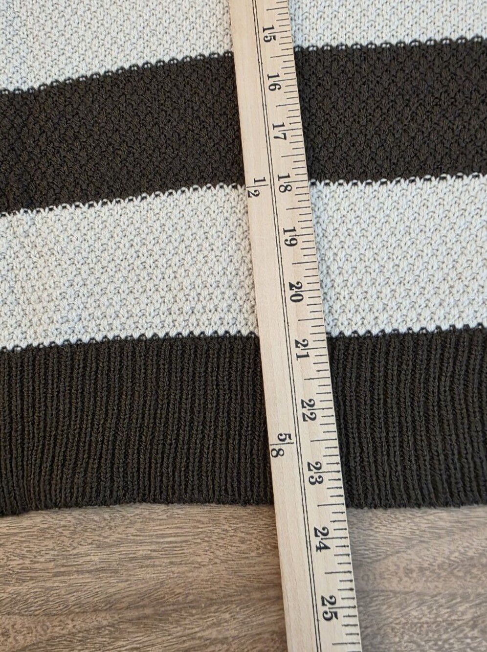 Zenana Brown Cream Striped Knit Sweater Large Long Sleeve Oversized Coastal - Picture 14 of 15